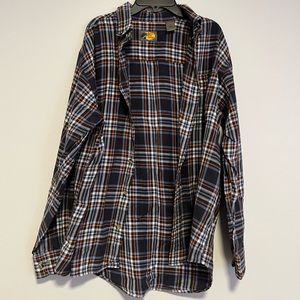 Bass Pro Shop Blue and Orange Flannel Shirt Size L